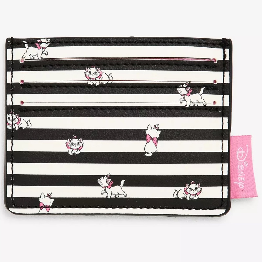 LOUNGEFLY DISNEY THE ARISTOCATS Marie Stripe CARDHOLDER! Neutral Cute Kitten B&W